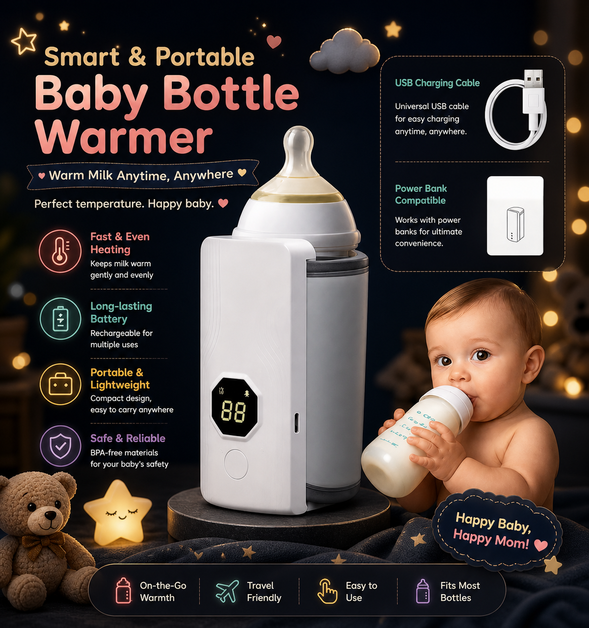 UreazyStore™ Portable Baby Bottle Warmer