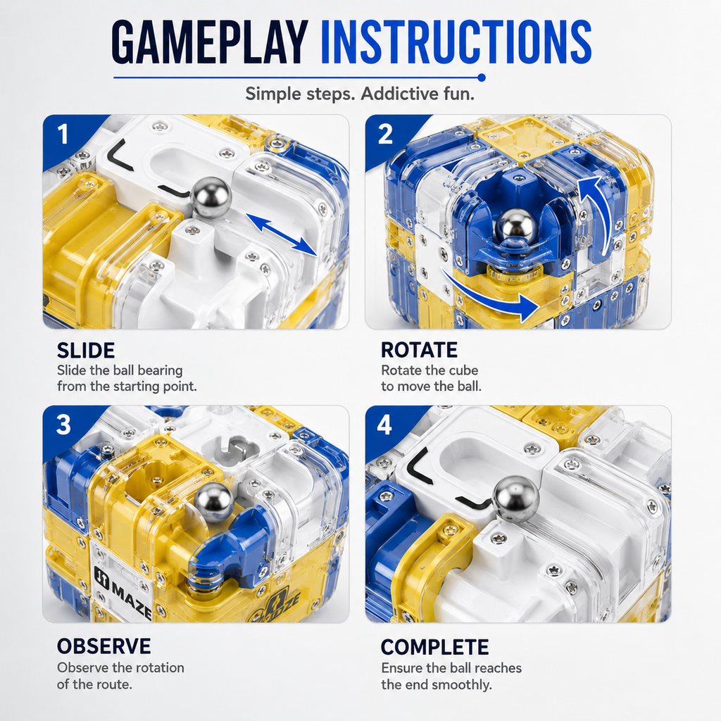 UreazyStore™ 3D Rolling Maze Cube – Focus & IQ Challenge