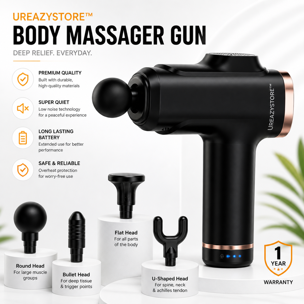 Ureazystore™ Body Massager Gun – Instant Pain Relief